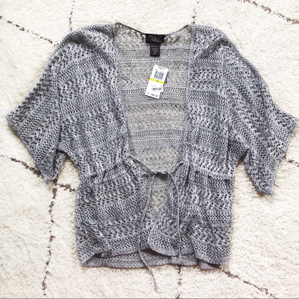 Hooked Up New With Tags Lightweight Grey Knit Cardigan Shrug Jacket Size Medium